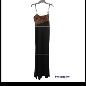 Andrea polizzi for Rex Lester long black dress animal print size 8